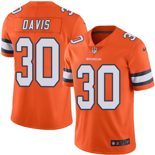 Men Denver Broncos #30 Terrell Davis Nike Orange Rush Limited NFL Jersey